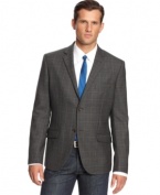 With a cool plaid, this Tallia Orange blazer is the perfect pick for the modern man.