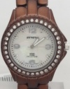 Geneva Quartz Women Watch Rhinestone Accent Brown Enamel Bracelet Watch