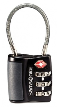 Samsonite Luggage 3 Dial Travel Sentry Cable Lock, Black, One Size