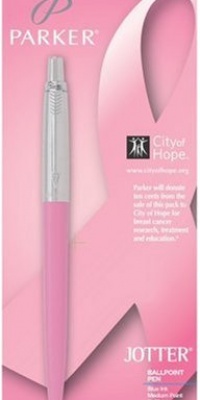 Parker Jotter Pink Ribbon Retractable Pen, 1 Blue Ink Pen (1736845)