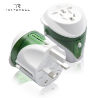 Tripshell International All-in-One Travel Plug Adapter With Surge Protection (White) - Retail Package