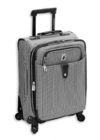 London Fog Luggage Chelsea Check 21 Inch 360 Expandable Upright Suiter, Black/White Check, One Size