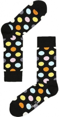 Happy Socks Men's 1 Pack Big Dot, Black, 10-13