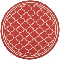 Safavieh CY6918-248 Courtyard Collection Indoor/Outdoor Round Area Rug, 7-Feet 10-Inch Diameter, Red and Bone