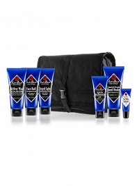 For the guy on the go. Contains six head-to-toe grooming products in a black micro-fiber bag. Makes a great starter kit. Beard Lube Conditioning Shave, 3 oz. All-Over Wash for Face, Hair and Body, 3 oz. Double Duty Face Moisturizer SPF 20, 1.5 oz. Face Buff Energizing Scrub, 3 oz Industrial Strength Hand Healer, 3 oz. Intense Therapy Lip Balm SPF 25, 0.25 oz. 