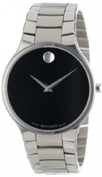 Movado Men's 0606382 Serio Stainless-Steel Black Round Dial Watch