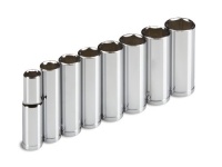 TEKTON 1230 3/8 Drive Deep Socket Set, 10-19mm, Metric, 8 Sockets