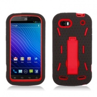 Aimo Wireless ZTEN861PCMX003S Guerilla Armor Hybrid Case with Kickstand for ZTE Warp Sequent N861 - Retail Packaging - Black/Red