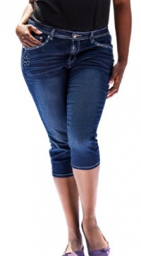 Jeans Colony Women's Junior Plus Size Denim Capris JC1007PC DARK BLUE