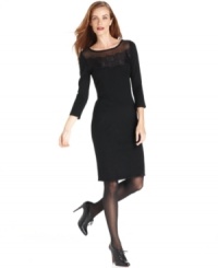 The little black dress gets revamped with on-trend lace at the neckline in this look from Ellen Tracy.