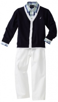 Nautica Sportswear Kids Boys 2-7 Three Piece Cardigan Set, Sport Navy, 3 Regular