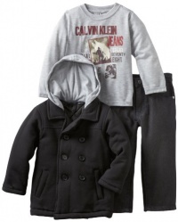 Calvin Klein Boys 2-7 Tee And Jean Fleece Peacoat, Black, 3T