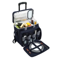 Picnic at Ascot Bold Picnic Cooler For 4 with Removable Wheeled Cart, Navy