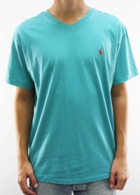 Polo Ralph Lauren Men's Teal Short Sleeve V-Neck T-Shirt 1276518-BRITE TEAL-Large