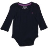 OshKosh B'gosh Girls Long Sleeve Cotton Knit Bodysuit Navy With Embroidered Heart (6 Months)