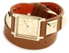 Vince Camuto Women's VC/5028CHBN Leather Square Gold-Tone Brown Double-Wrap Strap Watch