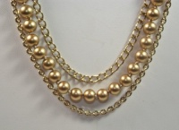 Carolee Gold Pearl and Chain 3 Row Necklace