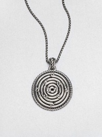 This bold box chain of oxidized sterling silver holds a dramatic pendant in a stunning swirl design that combines ancient patterns with modern elegance.Sterling silverLength, about 21Lobster clasp closureImported