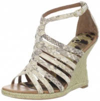 Sam Edelman Women's Annabel Wedge Sandal,Black/White Snake,10 M US