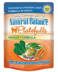 Natural Balance 3-Ounce Platefulls Indoor Chicken and Chicken Liver Formula in Gravy entree, 24-Pack