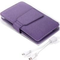 Masione 7 Tablet Stand with USB Keyboard - Faux Leather Carrying Case (7'' USB TO Mini/ Micro USB Keyboard, Purple)