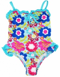 Pink Platinum Toddler Girls 2-4T Blue Spring Flower Garden UVPtotected Swimsuit