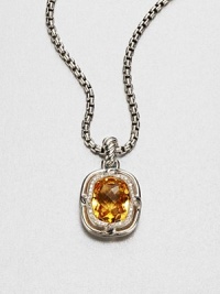 From the Labyrinth Collection. A stunning, faceted citrine stone surrounded by sparkling diamonds set in sleek sterling silver on an iconic cable bale. CitrineDiamonds, .19 tcwSterling silverSize, about .55Fixed baleImported Please note: Chain sold separately. 