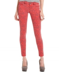 Abstract ikat-print in a potent color combo makes these skinny jeans from Rewash a must-have style for your closet this season.