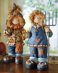 Harvest Scarecrow Couple Indoor Fall Decoration Boy By Collections Etc