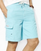 The relaxed-fitting Kailua trunk is crafted in a bold solid hue from quick-drying nylon.