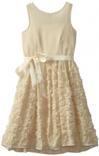 Blush by Us Angels Girls 7-16 Lace Detail Crinkle Dress, Winterwhite, 14