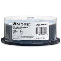 Verbatim 97334 50 GB 6x Blu-Ray Double Layer Hub Inkjet Printable Recordable Disc BD-R DL - 25 Disc Spindle