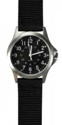 RAM Instrument Illuminated Hands Field Watch, Black Nylon Strap, Black Face RAMW1002