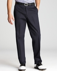 Your golf swing requires a steady base, just like your classic style. A high-performance flat-front trouser answers the call. From Bobby Jones.