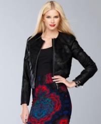 INC's petite faux leather jacket is stylishly tiered and cropped -- perfect for pairing with a multitude of outfits!