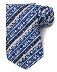 Flowers float in circles among ornate stripes and vibrant colors on this exciting silk tie from Emilio Pucci for a powerful contribution to your refined wardrobe.