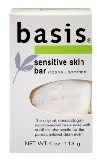 basis Sensitive Skin Bar, Cleans + Soothes, 4-Ounce Bars (Pack of 6)