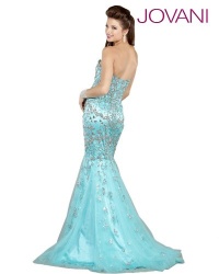 Jovani Beaded Mermaid Dress 3008, Aqua, 12