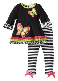 Rare Editions Girls Black Stripe Butterfly Pant Set 6 (F772863)