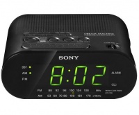 Sony Compact AM/FM Alarm Clock Radio with Large LED Display, Extendable Snooze, & Built-in Battery Back-Up - Black