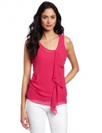 Vince Camuto Women's Ruffle Front Asymmetric Drape Tank Top, Bianca Pink, Medium