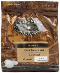 Baronet Coffee Dark Kenya AA Dark Roast (140 g), 18-Count Coffee Pods