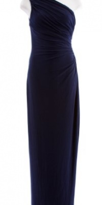 Lauren Ralph Lauren Lighthouse Navy Matte Jersey Embellished One Shoulder Gown 4