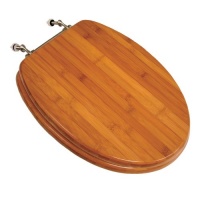 Comfort Seats C1B2E2-20BN Wood Elongated Toilet Seat with Brushed Nickel Hinges, Rattan Bamboo