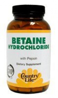 Country Life Betaine Hydrochloride 600 Mg Pepsin, 250-Count