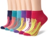 Steve Madden Legwear Women's 6 Pack Low Cut Sock with Paint Print