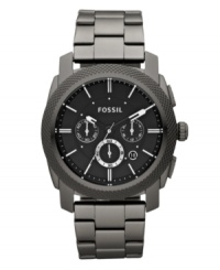 Create an air of mystery with this smoky Machine collection watch by Fossil.