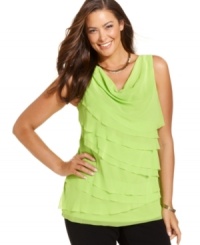 Snag a top tier look with Alfani's sleeveless plus size top-- layer it with jackets and cardigans this season!