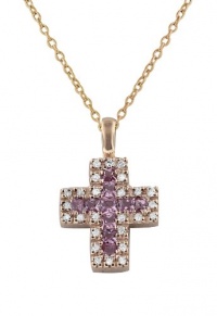 Effy Jewlery 14K Rose Gold Diamond & Pink Sapphire Cross Pendant