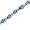 Chic and Beautiful: 6.75 carats Pear Shape London Blue Topaz & White CZ Gemstone Bracelet in Sterling Silver Rhodium Nickel Finish